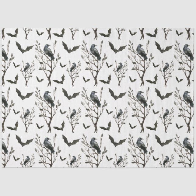 Raven Bat Halloween Geschenkpapier Seidenpapier (Vorderseite)