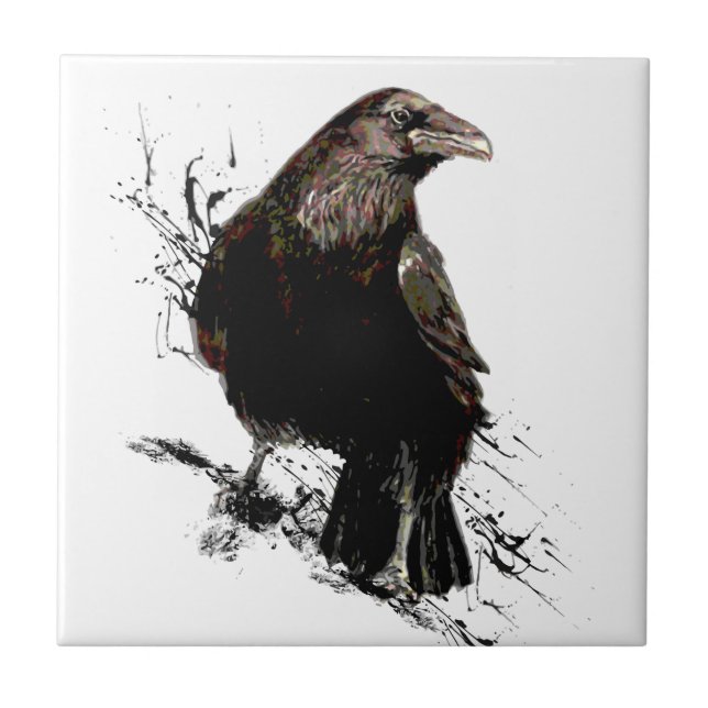Raven Bird Art Collection Fliese (Vorderseite)