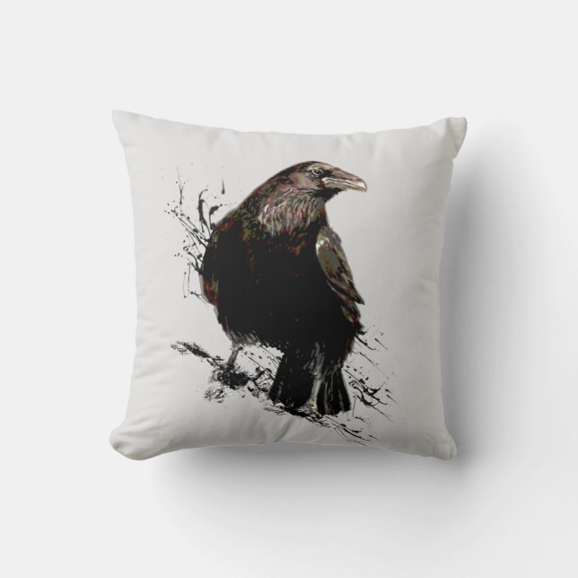Raven Bird Art Collection Kissen (Vorderseite)