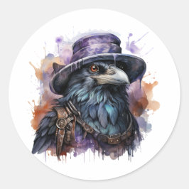Raven Bird, Assistent für Wasserfarbe Runder Aufkleber