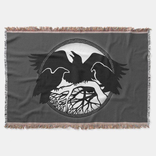Raven Bird Blanket Spirit Animals Throw Blankes Decke (Vorderseite)