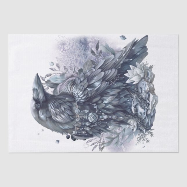 Raven Bird Blue Mystical Sapphire Seidenpapier (Vorderseite)