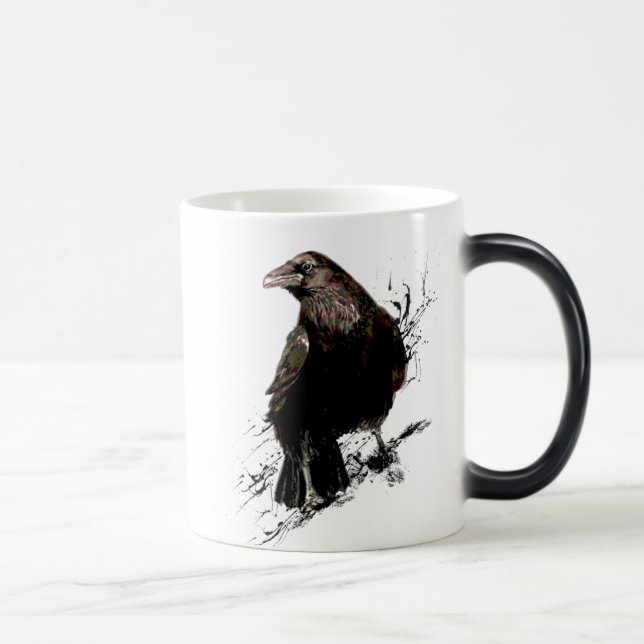 Raven Bird Grafische Kunst, Dichtung und Musik Verwandlungstasse (Rechts)