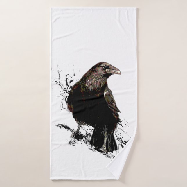 Raven Bird Graphisme Art Faune Art Animal Art (Serviette de bain)