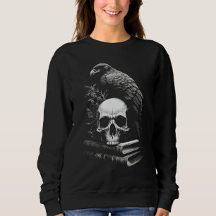 Raven Bird, Skull and Books Witchy Occulmia Academ Sweatshirt
