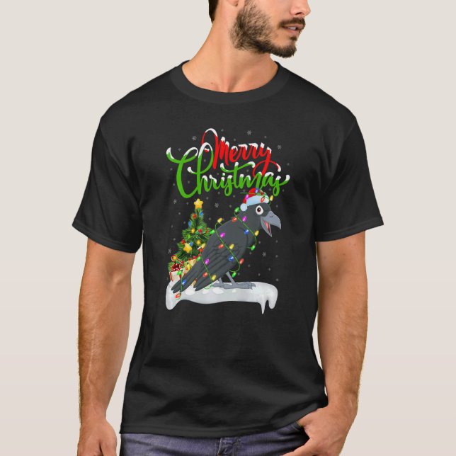 Raven Bird Xmas Dekorationen Weihnachten T-Shirt (Vorderseite)