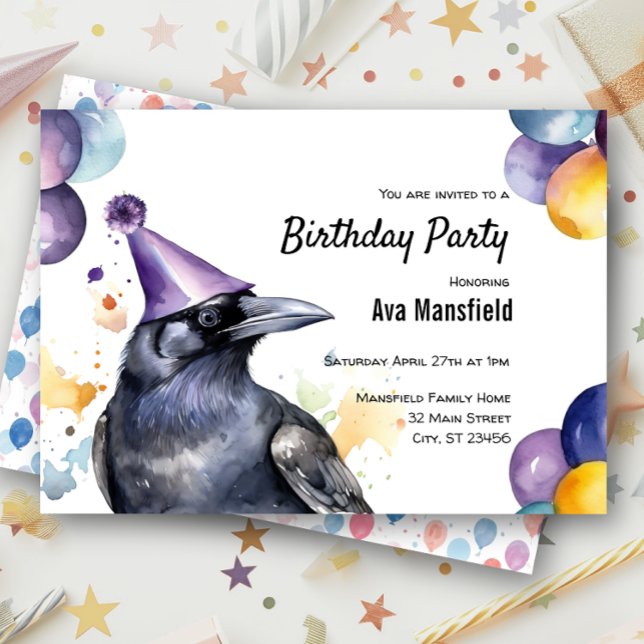 Raven Black Bird Crow Dark Mystical Birthday Party Einladung (Von Creator hochgeladen)