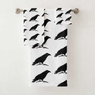 Raven Black Bird Halloween Painting Bath Handtuch  Badhandtuch Set