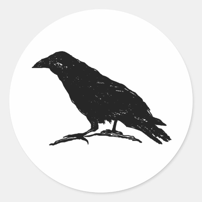 Raven Black Bird Halloween Spooky Malerei Art Runder Aufkleber (Vorderseite)