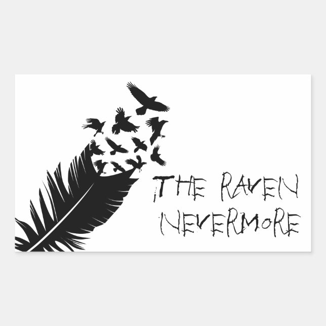 Raven, Black und White Rechteckiger Aufkleber (Vorderseite)