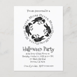Raven Circle Nie mehr Halloween-Party Einladungspostkarte