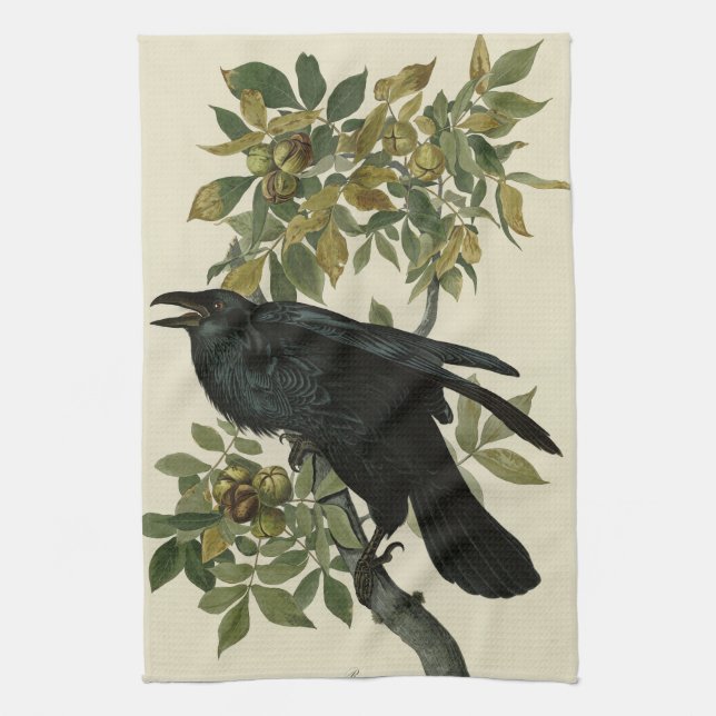 Raven (Common Raven) von Audubon Birds of America Geschirrtuch (Vertikal)