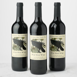 Raven (Common Raven) von Audubon Birds of America Weinetikett