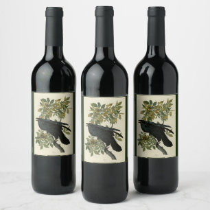 Raven (Common Raven) von Audubon Birds of America Weinetikett