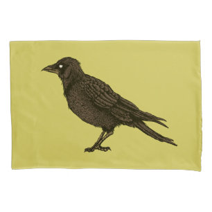 Raven Creepy Crow Bright Gothic Ink Art Kissenbezug