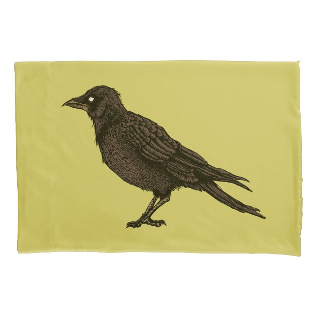 Raven Creepy Crow Bright Gothic Ink Art Kissenbezug (Vorderseite)