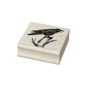 Raven Crow auf Branchentücher und Tinte Zeichnend Gummistempel