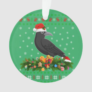 Raven Crow Bird Lover Xmas Weihnachtsmannmütze Ugl Ornament