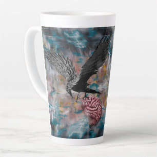 Raven Crow Black Bird Hirn Abstrakt surreale Kunst Milchtasse