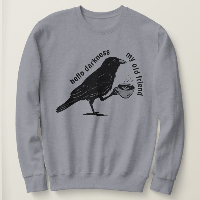 Raven Crow Coffee Fall | Nevermore Poe Gothic Poet Sweatshirt (Design vorne)