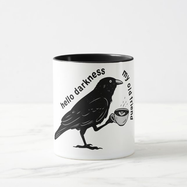 Raven Crow Coffee Fall | Nevermore Poe Gothic Poet Tasse (Zentrum)