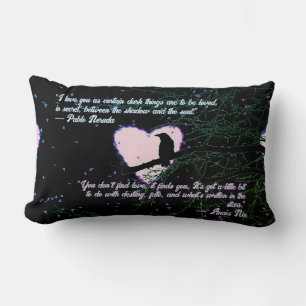 Raven Dark Liebe knackte glühendes Herz mit Zitate Lendenkissen