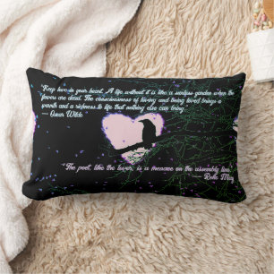 Raven Dark Liebe knackte glühendes Herz mit Zitate Lendenkissen