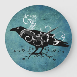 Raven et horloge murale de Teal de remous