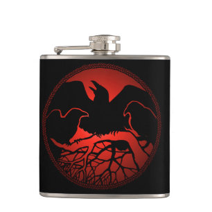 Raven Flask Custom Raven / Crow Art Drink Flask Flachmann