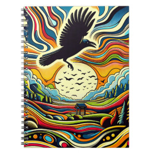 Raven Flight Horizon – Lebendige Himmelslandschaft Notizblock