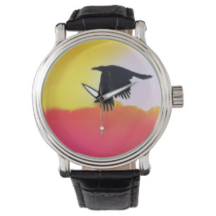 Raven Flying bei Sunset Watch Armbanduhr