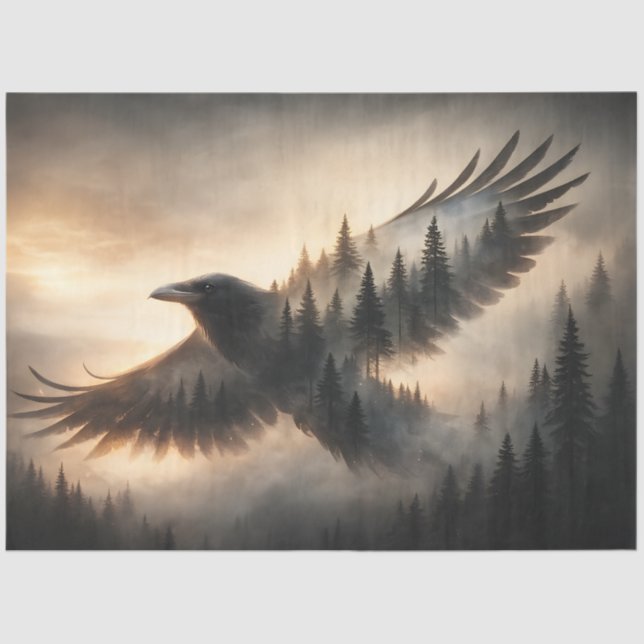Raven Forest Silhouette Decoupage Paper Seidenpapier (Vorderseite)