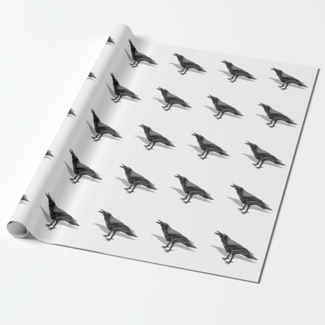 Raven Geometric Cubist Black and White Triangle Geschenkpapier (Ungerollt)