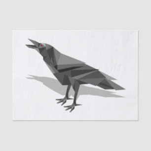 Raven Geometric Cubist Black and White Triangle Seidenpapier