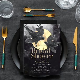 Raven & Golden Moon Gothic Brautparty-Einladung Einladung