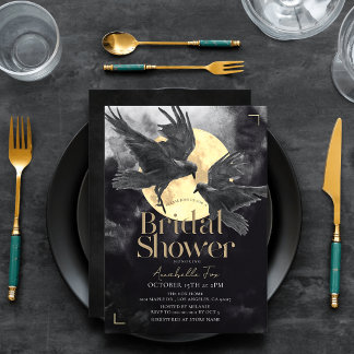 Raven & Golden Moon Gothic Brautparty-Einladung Einladung