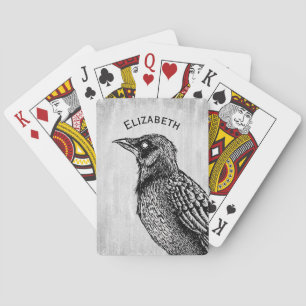 Raven Gothic Schwarz-weiß Horror Tinte Zeichnend N Spielkarten