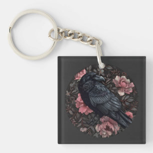 Raven gothic Vintag Blume Schlüsselanhänger