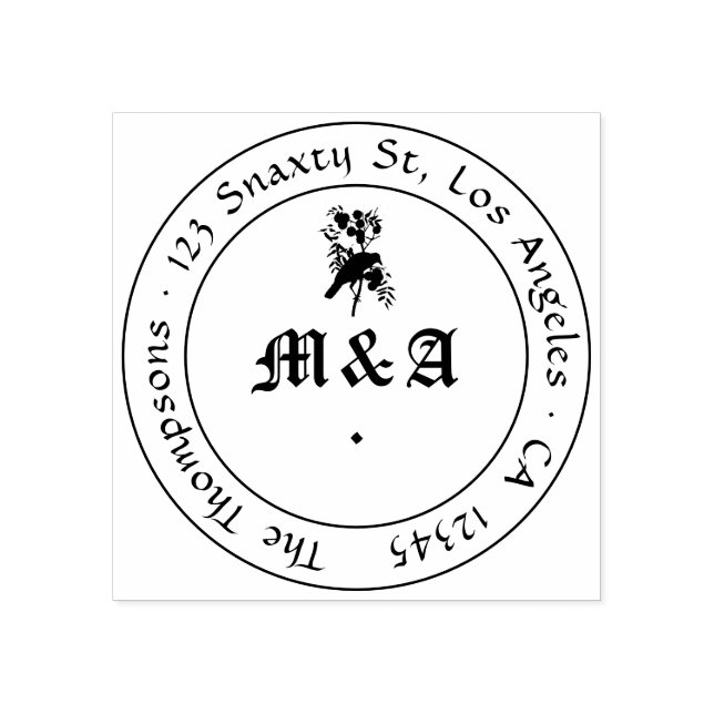 Raven Gothic Wedding Monogram Gummistempel (Prägung)