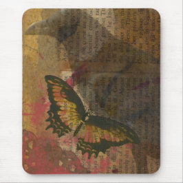 Raven Grunge Collage Mousepad