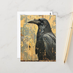 Raven Grunge Cracked Peeling Malerei Postkarte