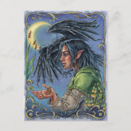 Raven Guide Postcard Fantasy Fairytale Moon Postkarte
