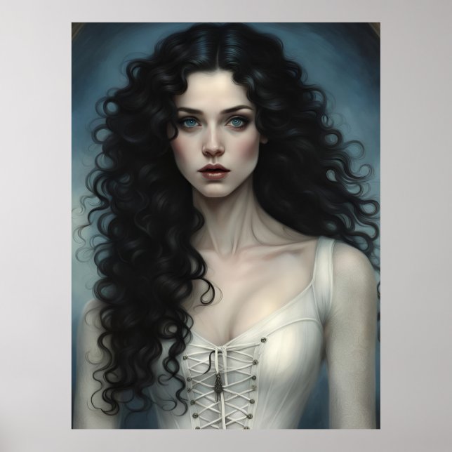 Raven-haarige Schönheit Poster (Vorne)
