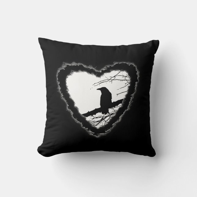Raven Heart von Alexandra Cook Kissen (Vorderseite)