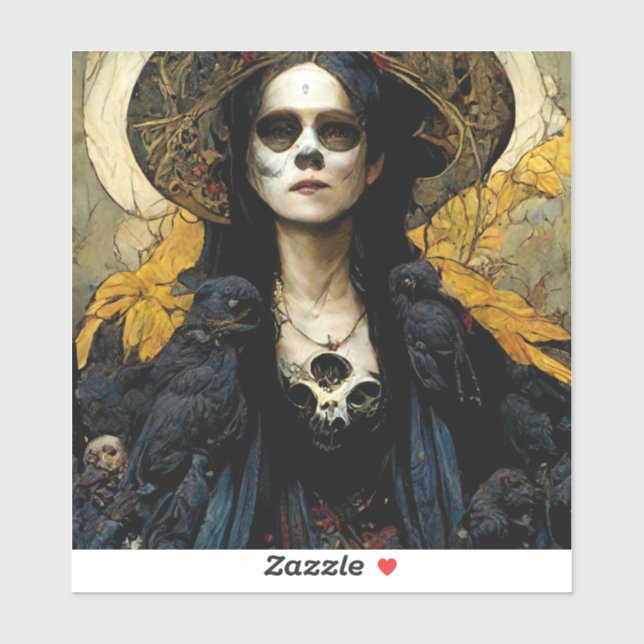 Raven Hexe 3 Fantasy Horror Goth Gothic Aufkleber (Blatt)