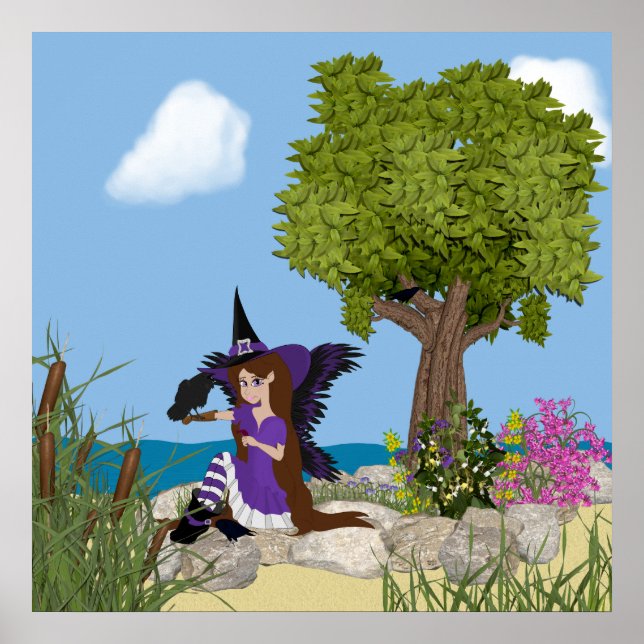 Raven-Hexe-Fee drucken Poster (Vorne)