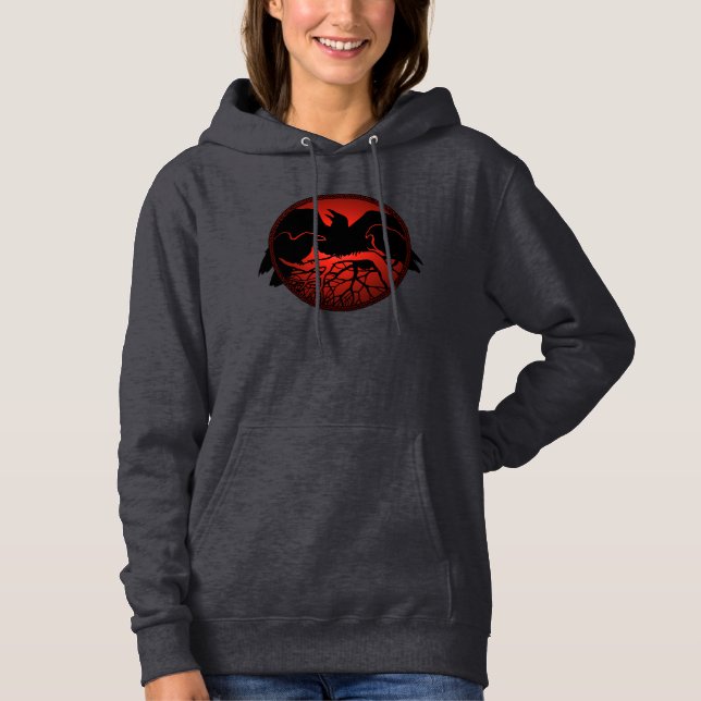 Raven Hoodie Jacket Women's Raven Crow Art Jacket (Vorderseite)