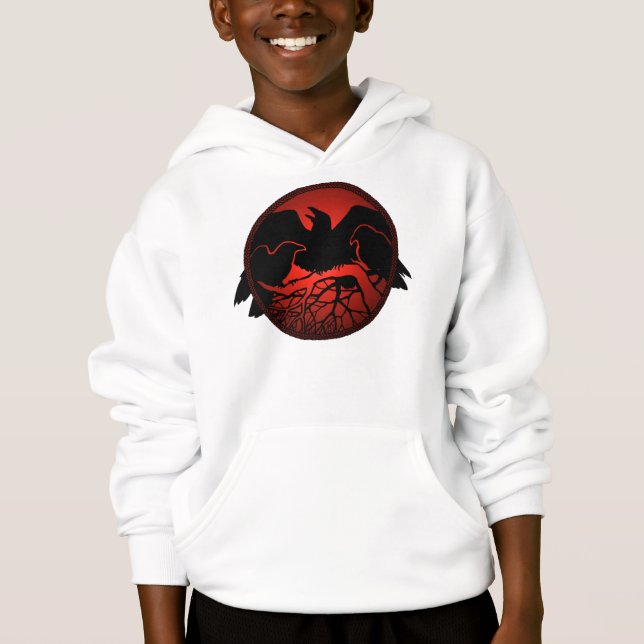 Raven Hoodie Kid's Raven / Crow Art Sweatshirts (Vorderseite)