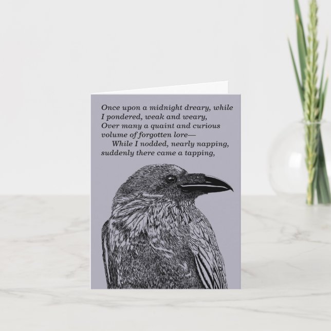 Raven Illustration & Gedicht zusammenbringen Karte (Vorderseite)