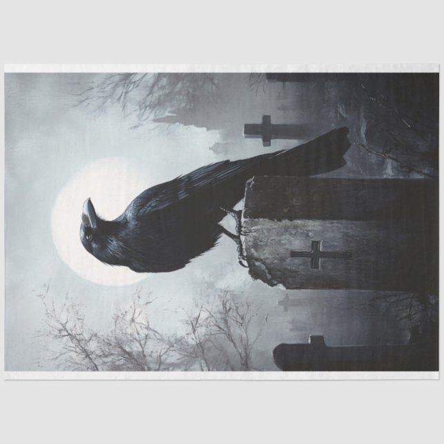 Raven im Friedhof Gothic Decoupage Seidenpapier (Vorderseite)